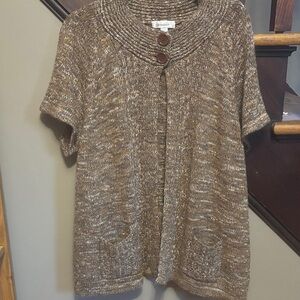 Dress Barn Brown Short Sleeve Cardigan